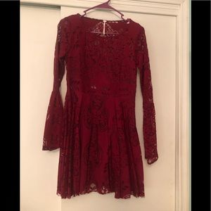 Free people Red Lace dinner dress